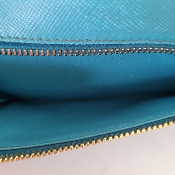 PRADA Authentic Vintage Blue Ssffiano Leather Logo Wallet Envelope Large Fair - Picture 7 of 14